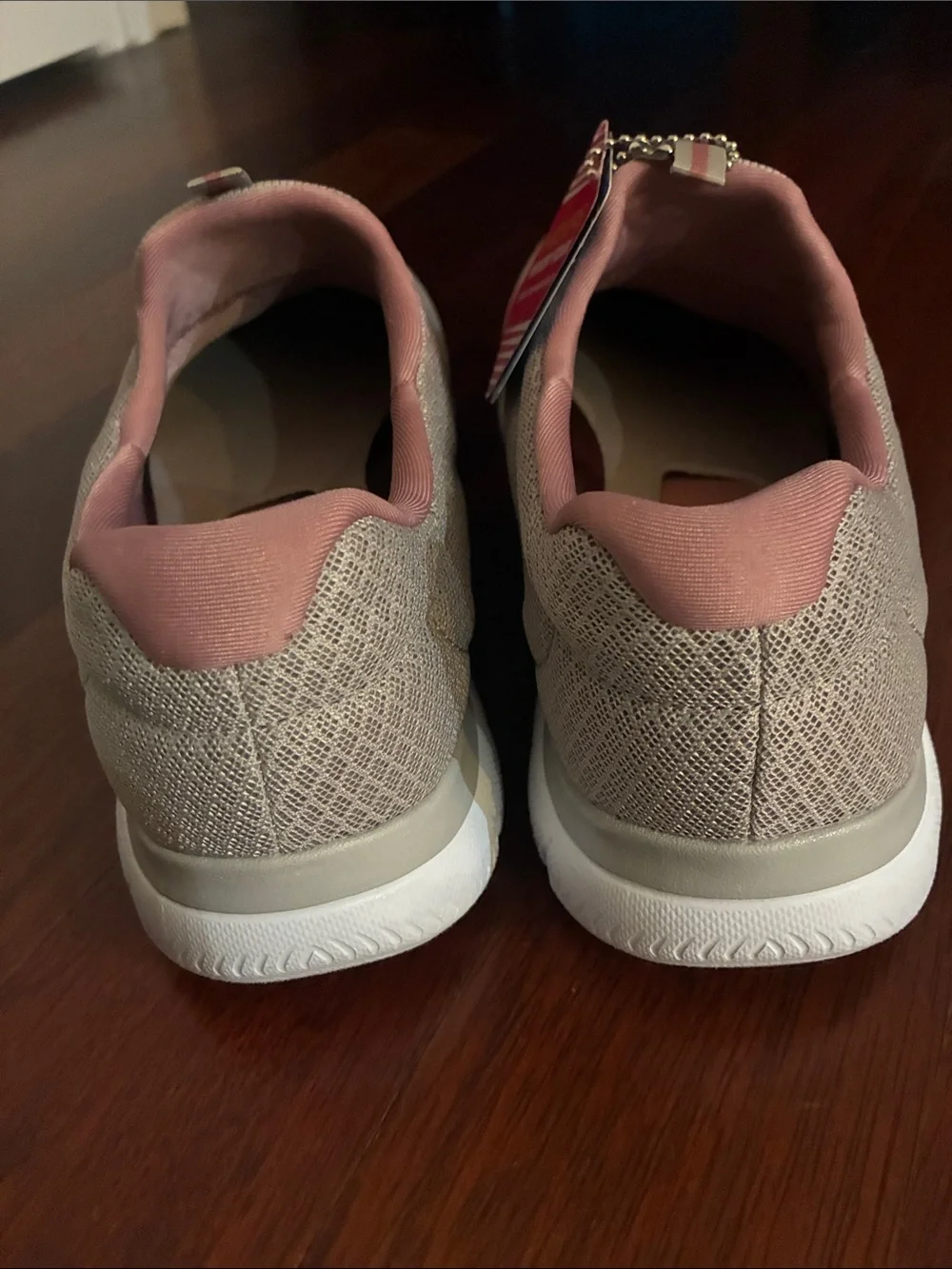 Skechers Women's Taupe and Pink Memory Foam Athletic Sneakers